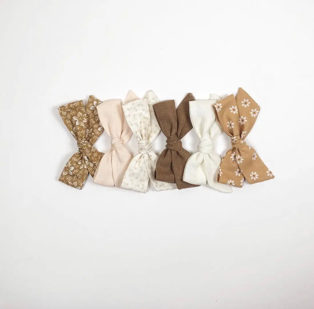 Детский льняной бант для девочек на заказ ручная работа осенний бант для волос для девочек