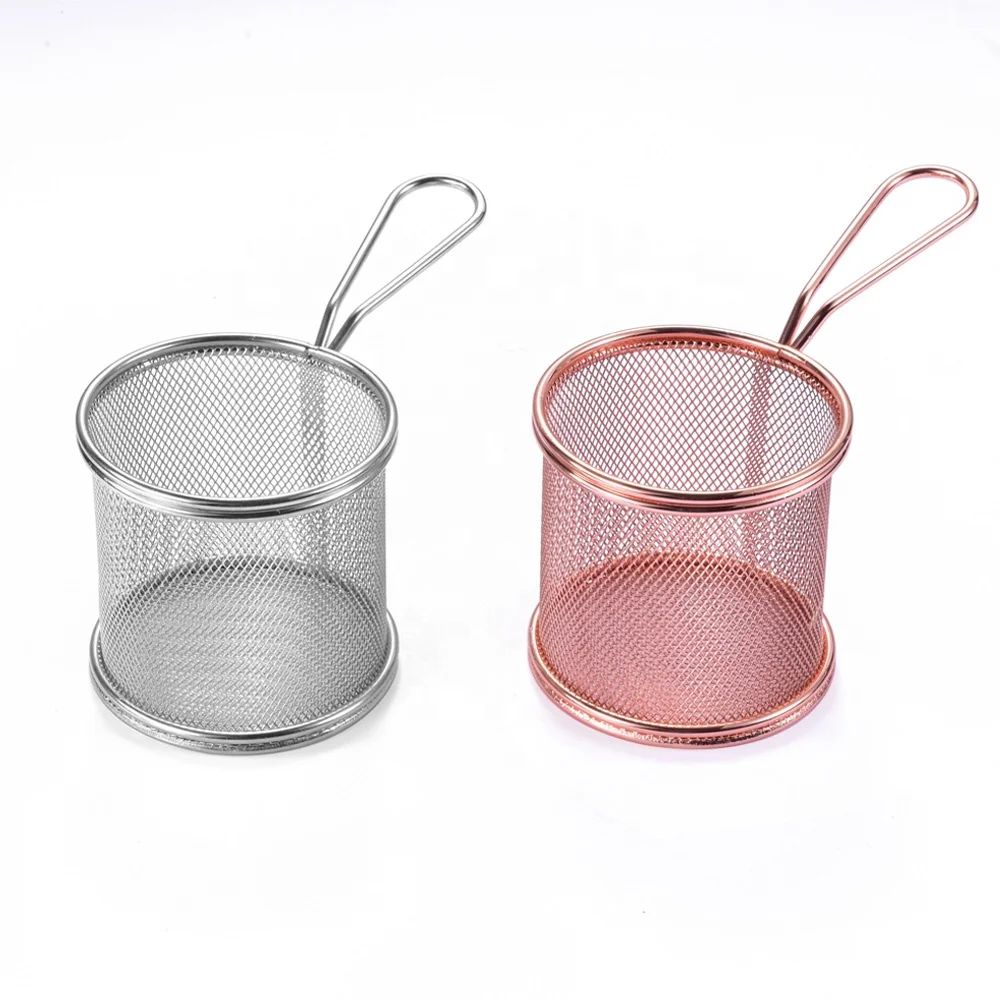 Kitchen Accessories Round Wire Mesh Deep Food Holder Stainless Steel Fryer Basket