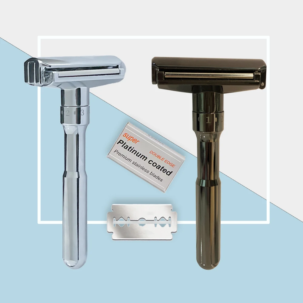 New Popular Auxiliary Roller Safety Razor 1-6 Adjustable Sharpness Shaver Double Edge Blade Safe shave For Men