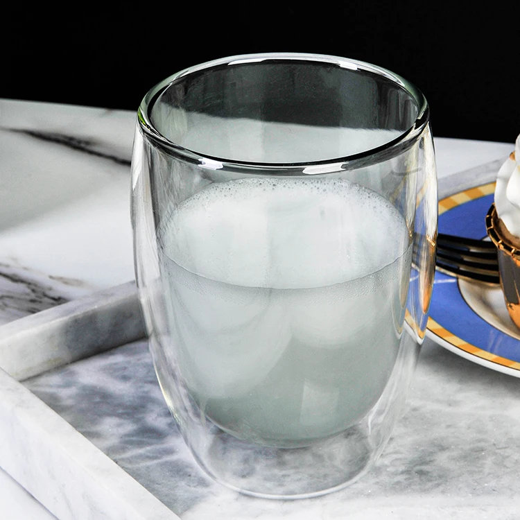 Double Walled Glass Coffee Mugs 8oz Smoked Glass Insulated Coffee Mugs  Perfect Glass Tea Cups & Latte Cups