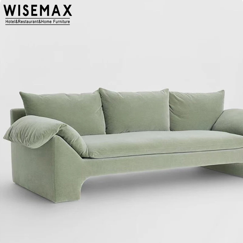 WISEMAX FURNITURE Factory Selling Green Living Room Sofas Soft Fabric Luxury Modern Sofa Set Furniture For 3 Seater