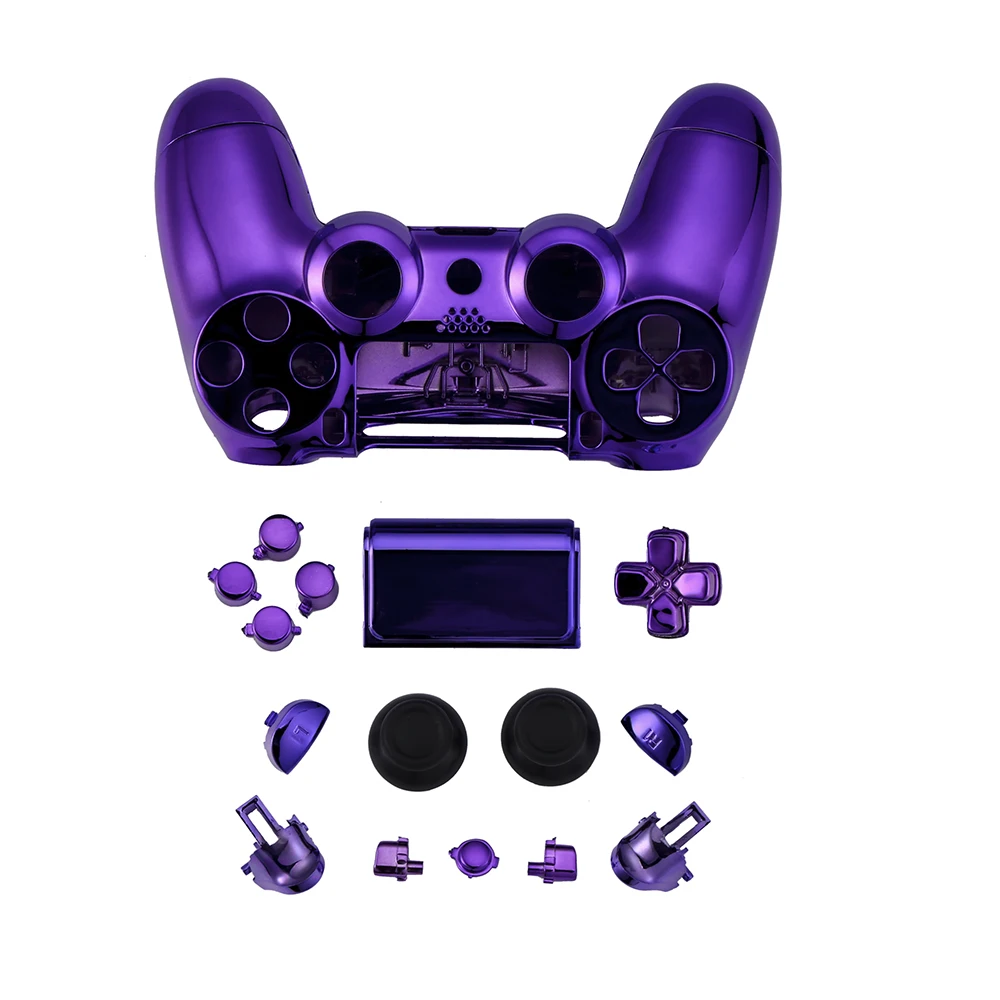 Manufacturer Game Repaired Part For Play Station 4 Chrome Front Back Shells With Full Set Button Kits For PS4 Controller JDM 040