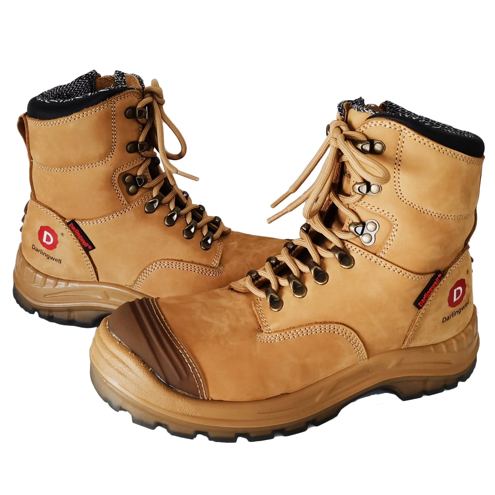safety boots with unique design Wheat nubuck leather industrial safety boots with steel toe mining safety shoes