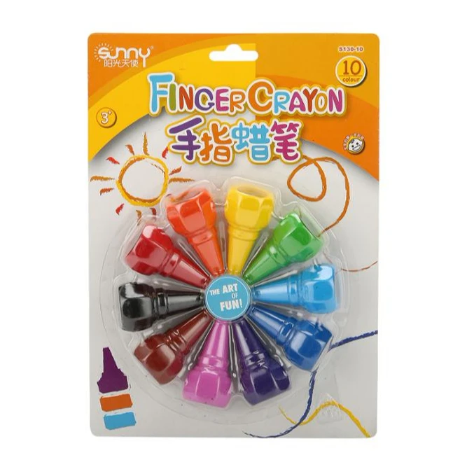 3d finger colorful super  plastic crayons for kids stationery set with 10 colors