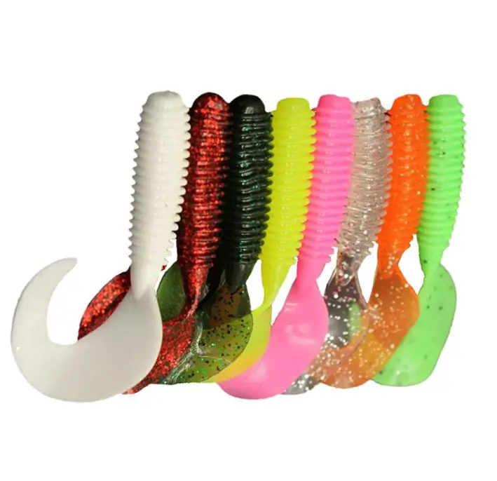 WeiHe 5cm/6cm/7cm 9colors Soft Rubber Bait Fishing Lure Jig Wobbler Soft Worm Curl Worm Soft Lure Bass  Long Tail Swimbait