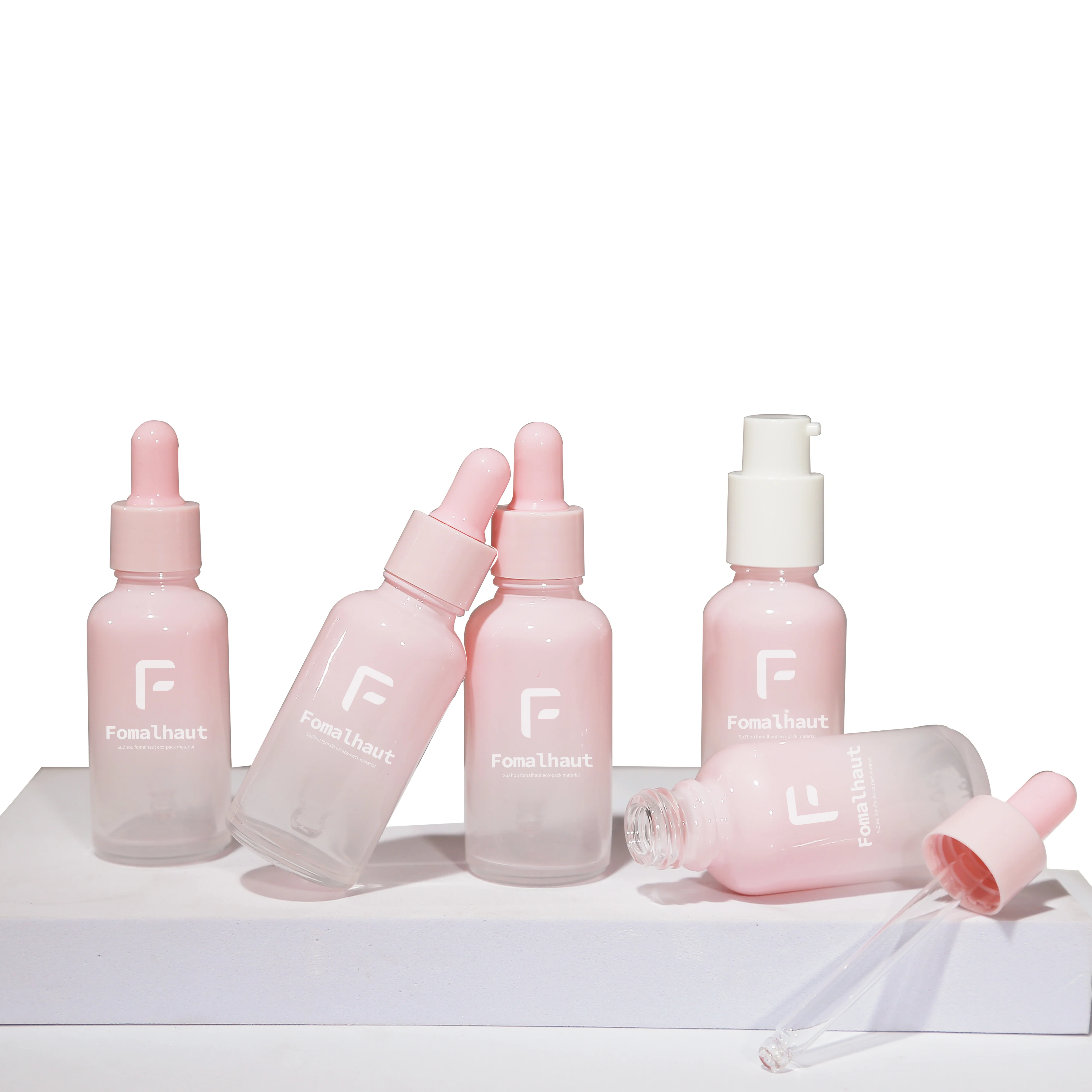 Fomalhaut  2023 latest product 15ml 30ml 50ml  gradient pink luxury cute glass dropper bottle for serum