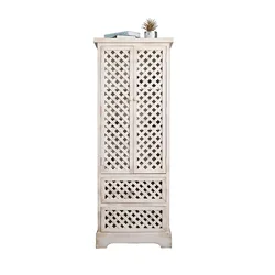 INNOVAHOME factory outlet thin solid wood tall white washed storage cabinet for living room
