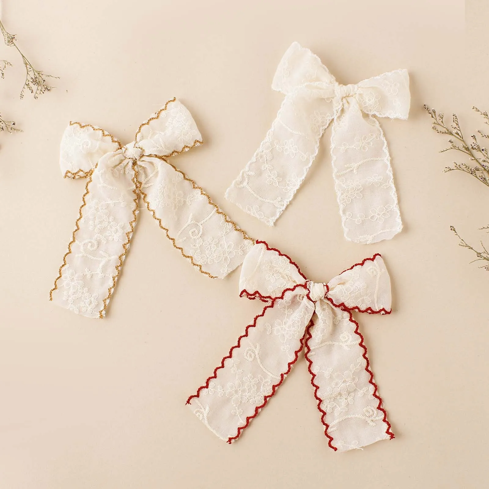 YiYuan Fashion Lace Embroidered Flower Hair Bow Clips for Girls Party Decorative Barrettes Swallow Tail Hair Pins Kids Side Clip