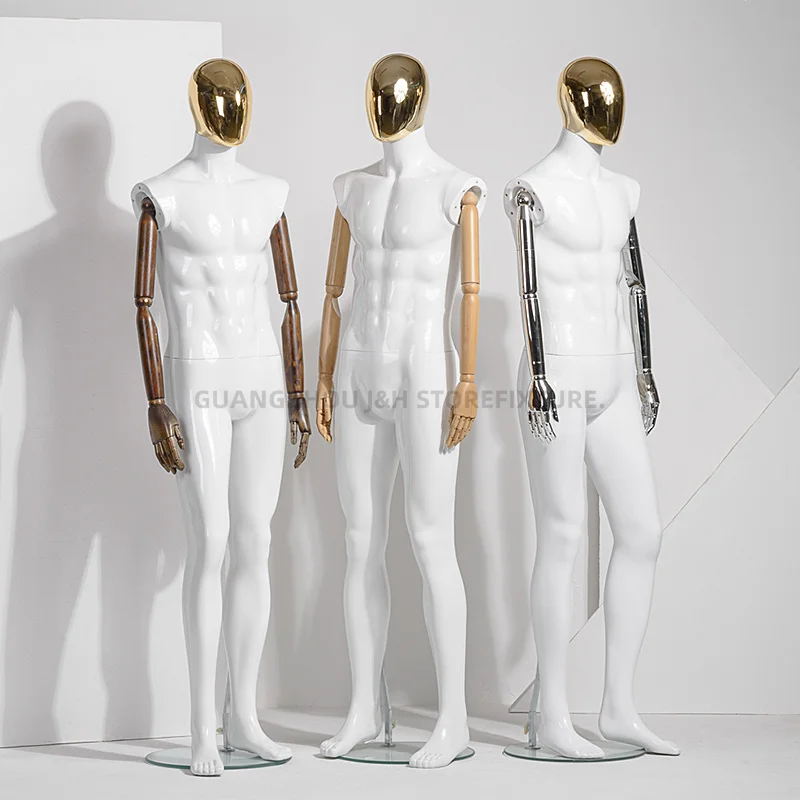 wooden arm male full size clothes mannequin chrome mannequin head fashion display dummy for clothing male
