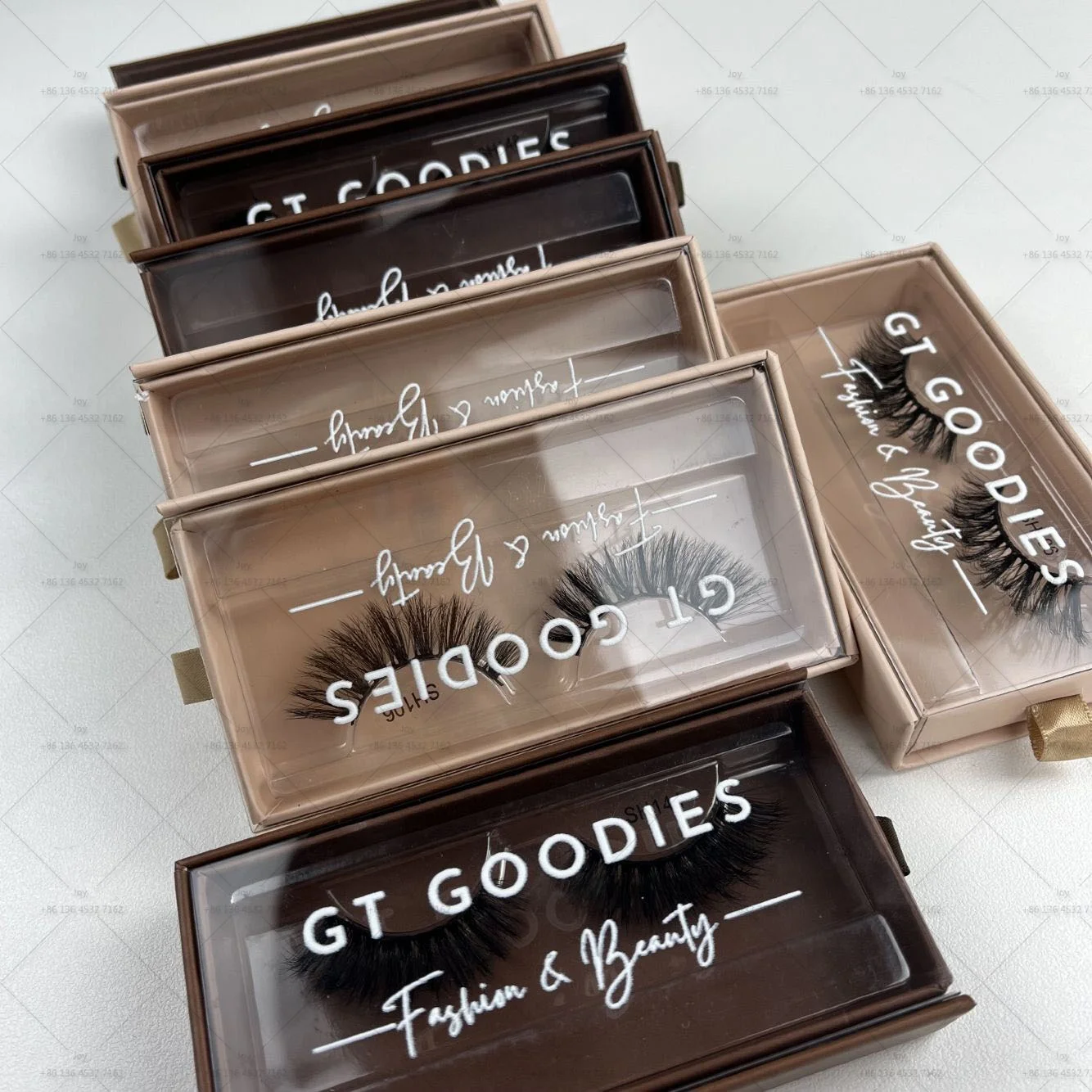 custom lash packaging brown case custom nude lash box 3D Mink Eyelashes private label faux mink lash strips