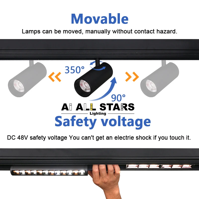 1m 2m 3m Stretch PVC Ceiling Aluminium Profile for 48V Led Magnetic Track Lighting System