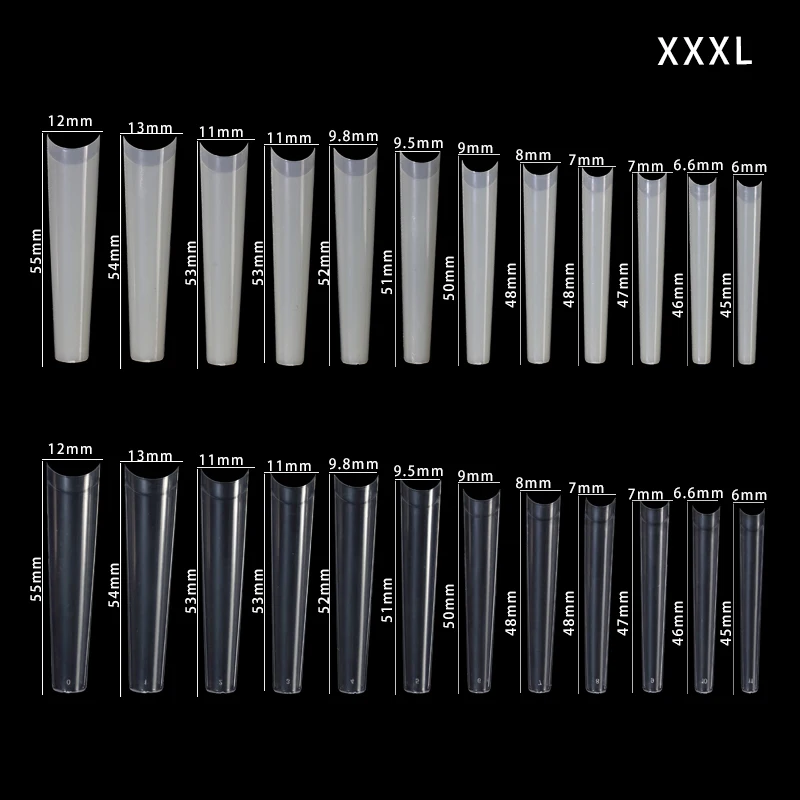 3XL Fake Nail Artificial Press On Long Denim Armor Piece Clear Half Cover False Nail Tip French Manicure Tool 600pcs