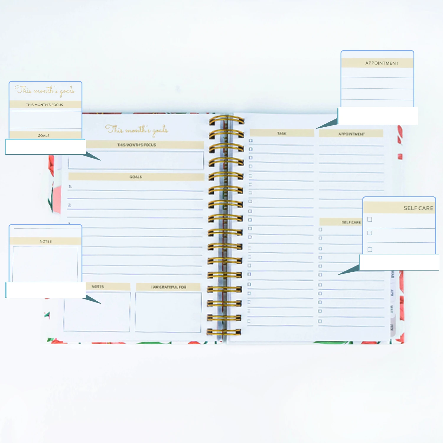 Custom Dotted Blank Travel Private Label Note Book Diary A5 Journal Spiral Notebook Daily Monthly Planner