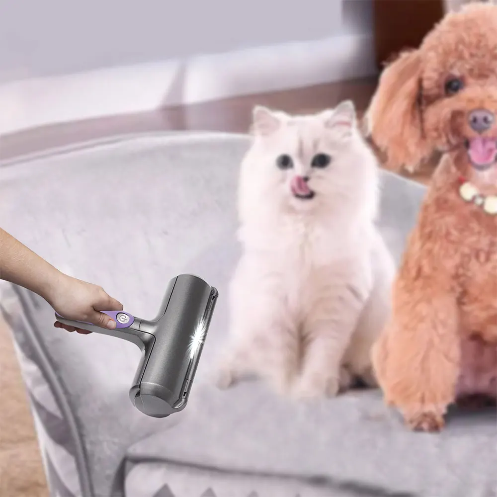 Factory Reusable Dog Hair Removal Roller for Furniture Bed Dog Cat Self-Cleaning Fur LED Pet Fur Remover