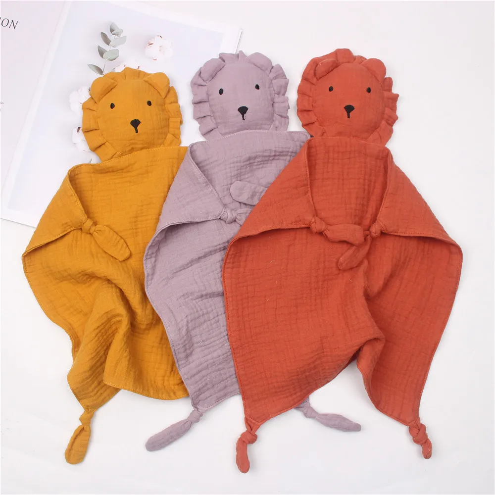 Lovey Animal Baby Towel 100% Cotton Infant Soft Plush Toys Lion Baby Sleep Soothing Towel