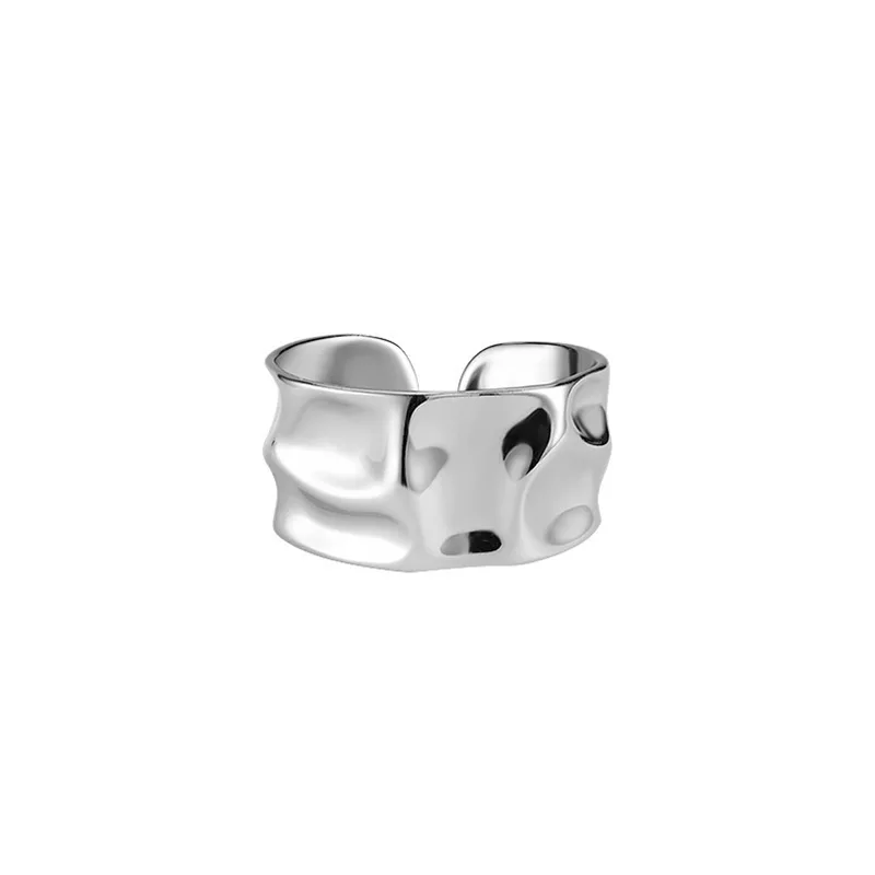 Japan and South Korea irregular convex ring female silver small niche design hollow simple versatile