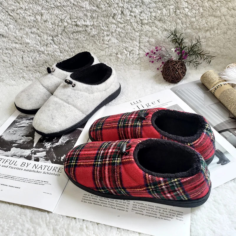 2022 New black and red plaid fashion atmosphere ladies home leisure warm lovers cotton slippers