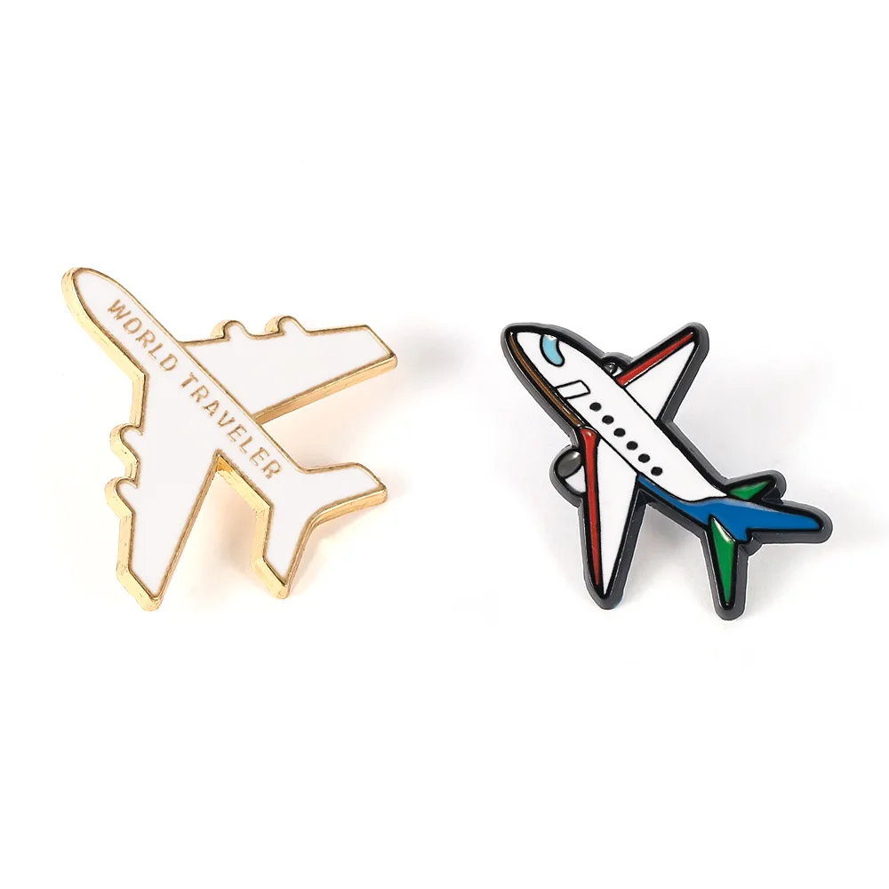 Cartoon Unique Airplane Enamel Pins Custom 3D Metal Airplane Pin Badges Ready to Ship