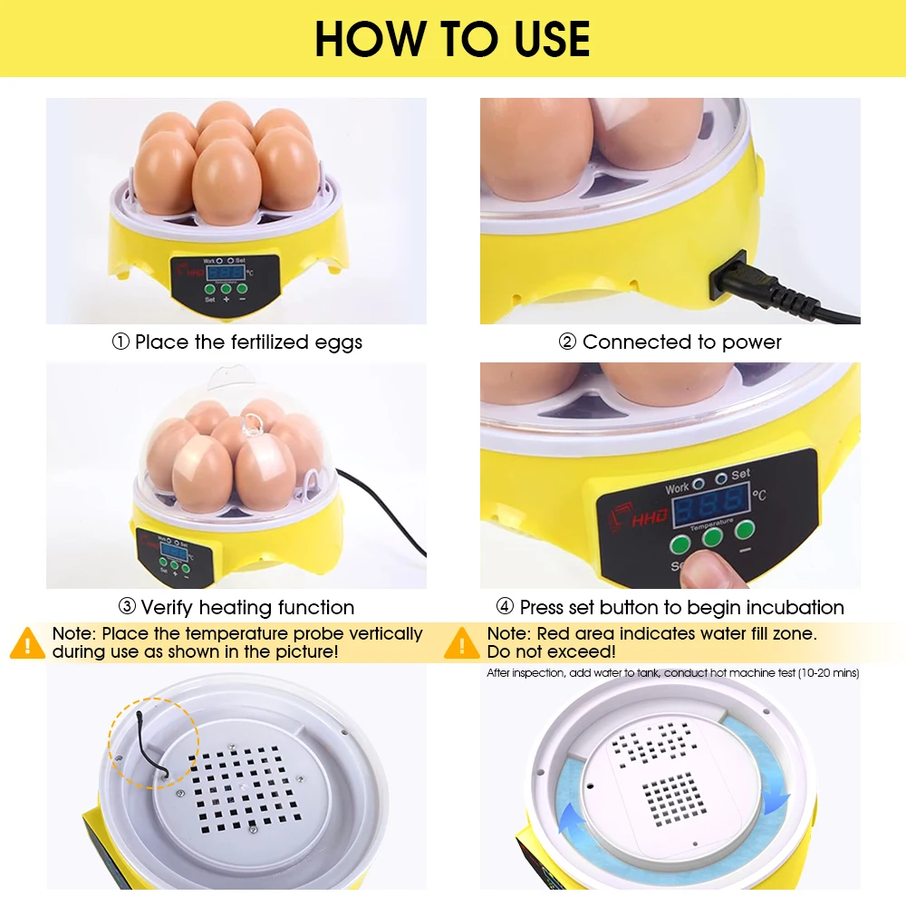 HHD Mini Automatic EW 7 Egg Incubator Parts Element Hatching Eggs Home Use For Chicken
