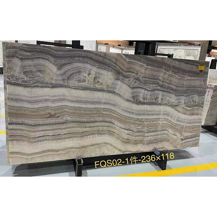 Factory Direct Sale Custom Designed Classical Greige Onyx Slab Stone Polished Marble Tile for Interior Decoration Living Room