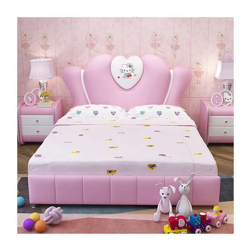 
Latest double bed designs pink color children bed girls folding kids bed with storage CB07 