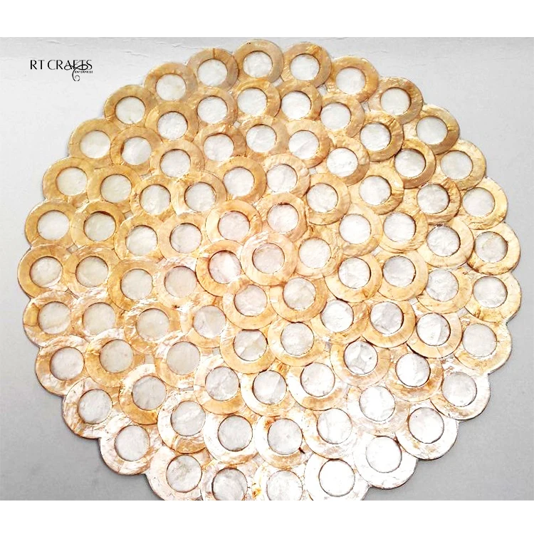 Handmade Custom Designs Capiz Placemat Natural Tableware Decorative Dining Table Craft Handicrafts