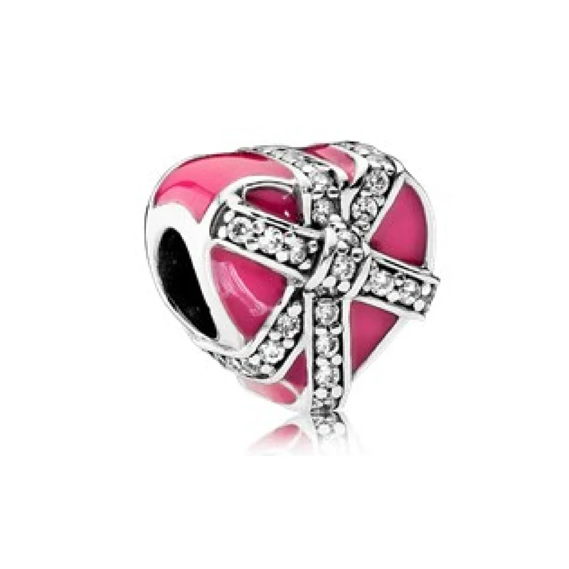 925 sterling silver Hearts charm bead for pan bracelet women jewelry