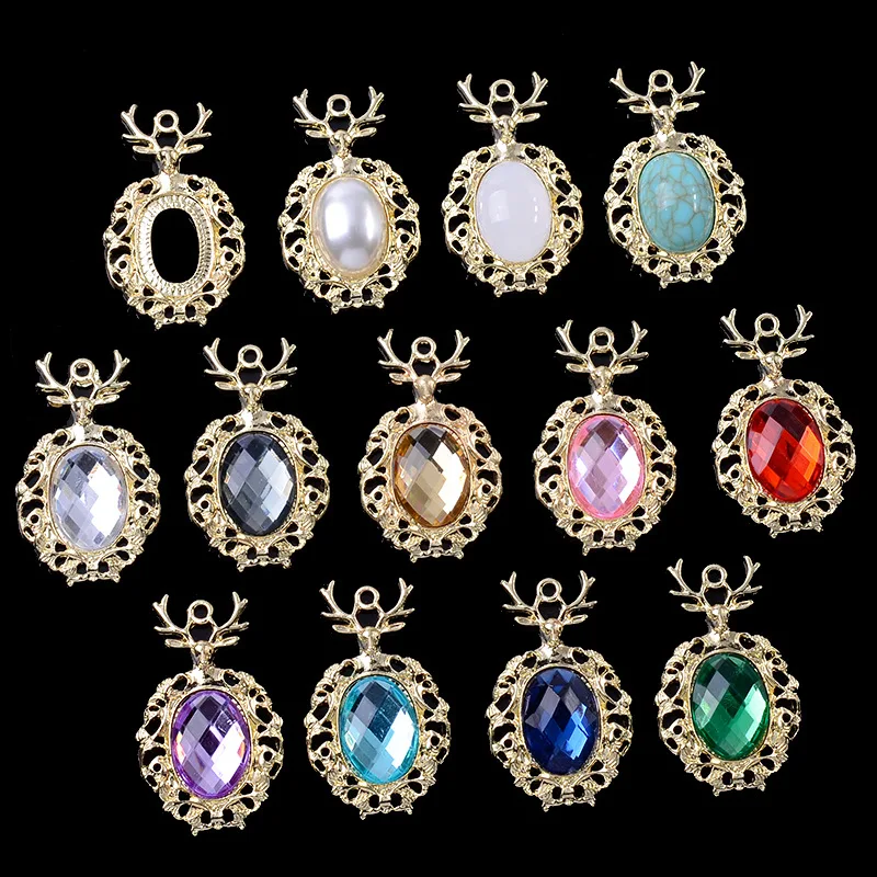 Wholesale trendy jewelry alloy fittings cute elk ornaments pendant diy materials