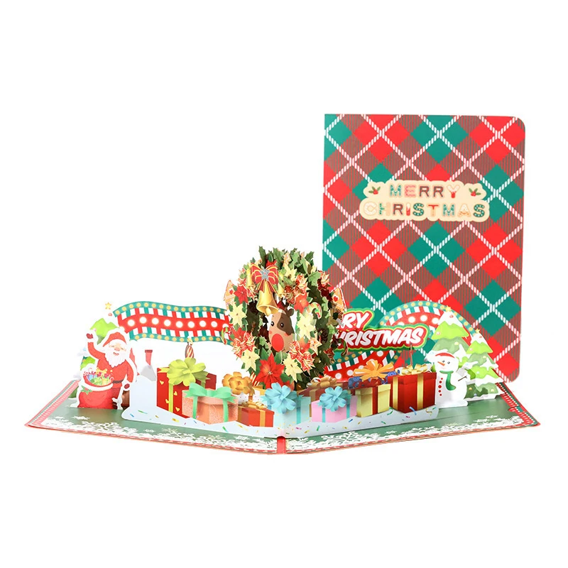 Christmas greeting card creative three-dimensional card 3d Christmas wreath gift small card design provides samples