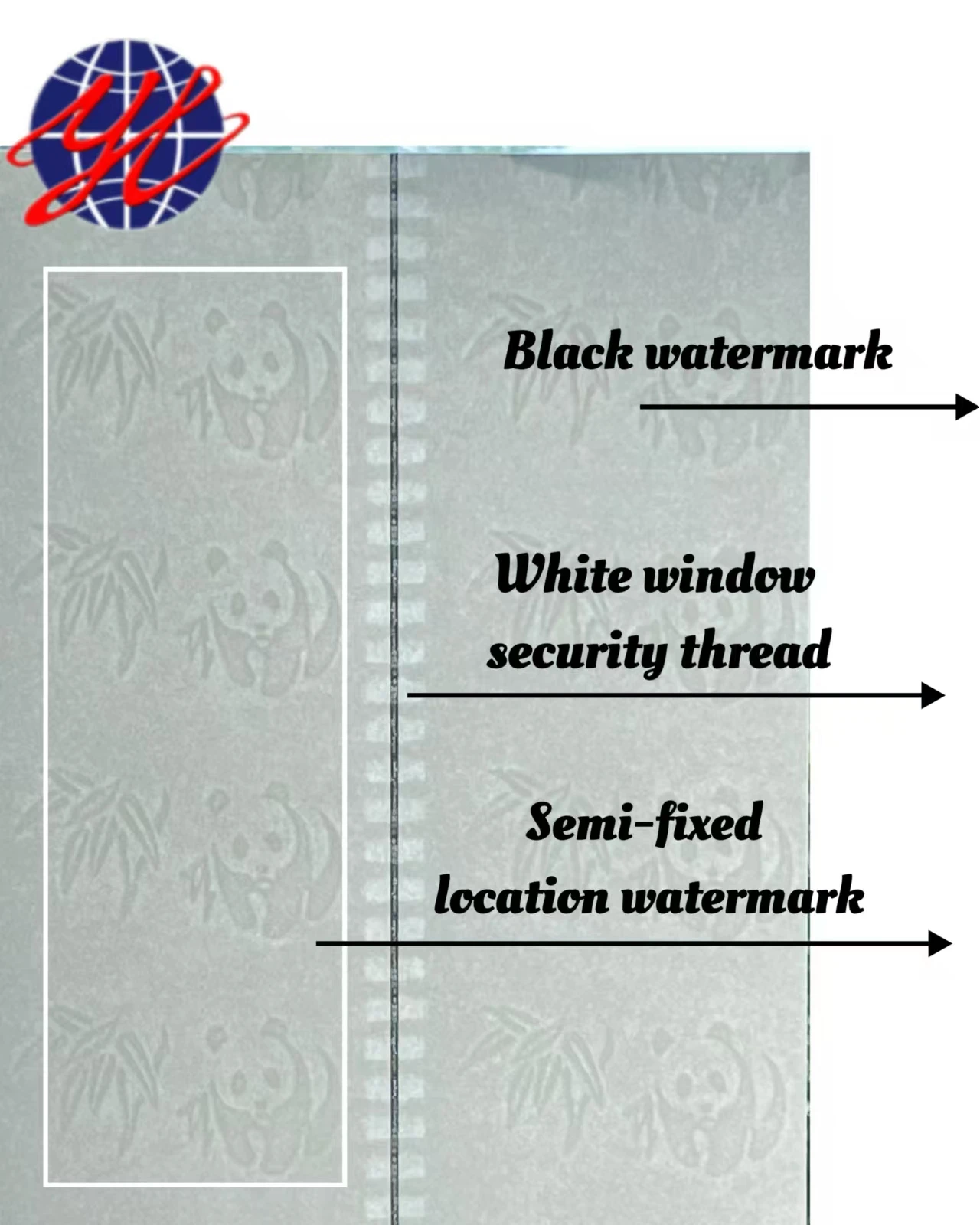Custom Fixed-distance Watermark Security Paper with Laser  Security Thread and Invisible UV Fiber for Cheque Label Certificate