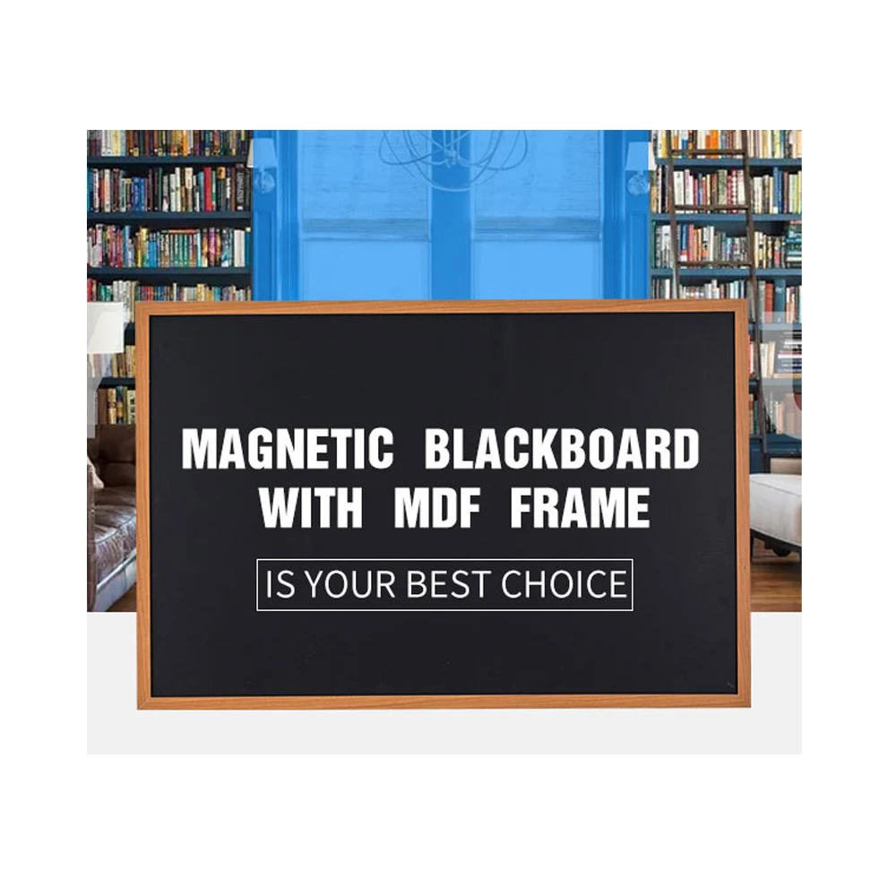 Black Chalkboard with Wooden Frame Blackboard for School Office Home Supplies