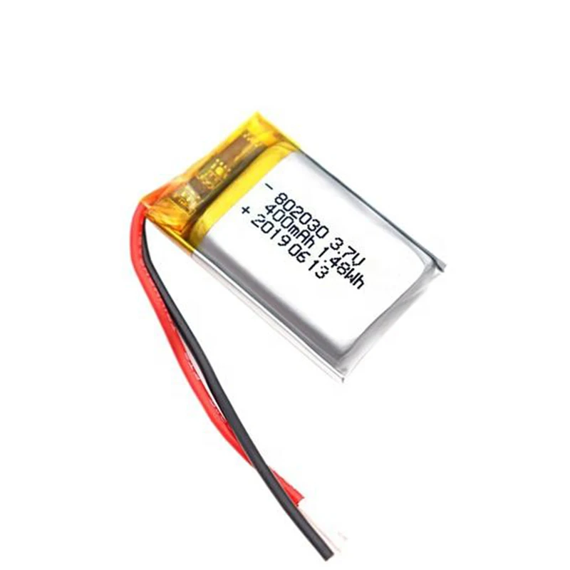 Free Sample Factory Rechargeable Lipo 802030 3.7V Li-polymer Battery 400mAh 802030 Lithium Polymer Battery For Headphones