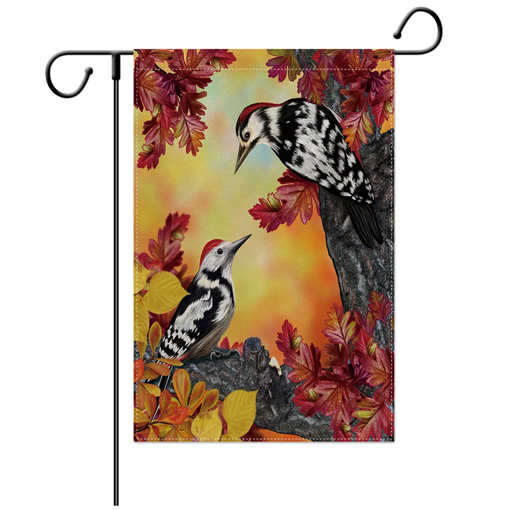 New Style Seasonal Spring Bird Flower Parrots Print Custom Decoration Garden Flag