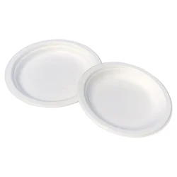 Chemical Free Compostable Biodegradable 6 Inch disposable bamboo plates Disposable Sugarcane Bagasse Round Plate