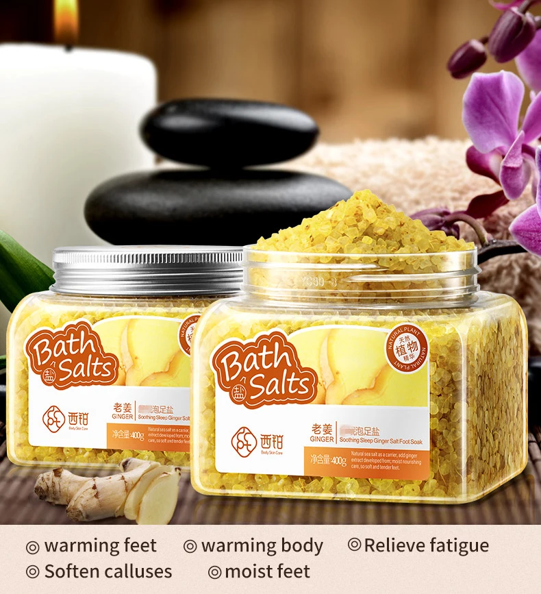 Foot Soaking Bath Salt , Private Label Wholesale Natural Organic Exfoliating Peeling Rose Genger Mineral Shower Foot Scrub