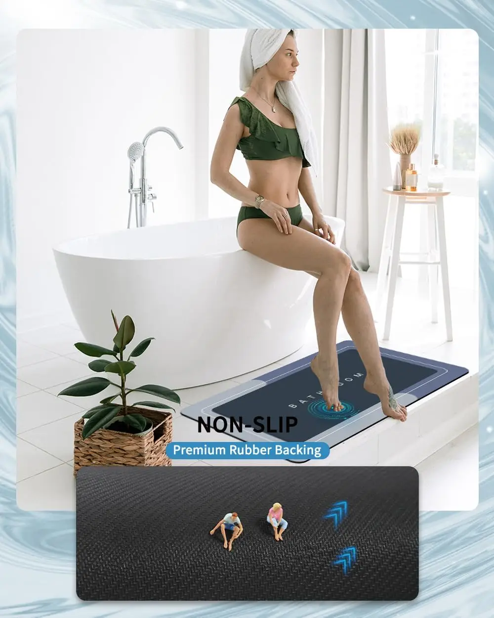 anti slip rubber pvc quick drying water absorbent non slip non-slip diatomaceous earth diatomite stone bath mat set for bathroom