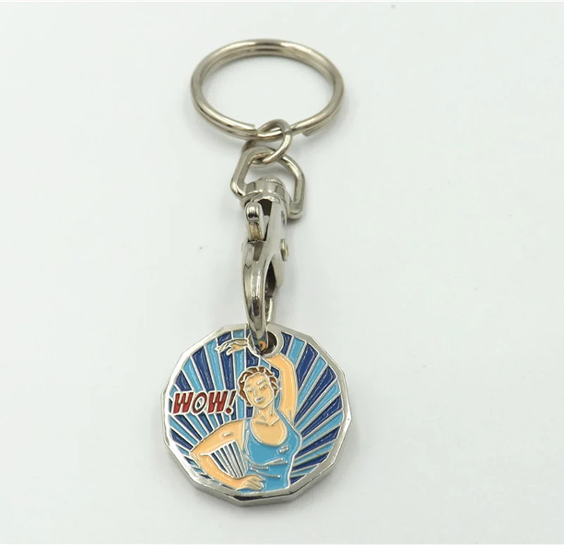 12 sides metal shopping trolley token coin with custom design