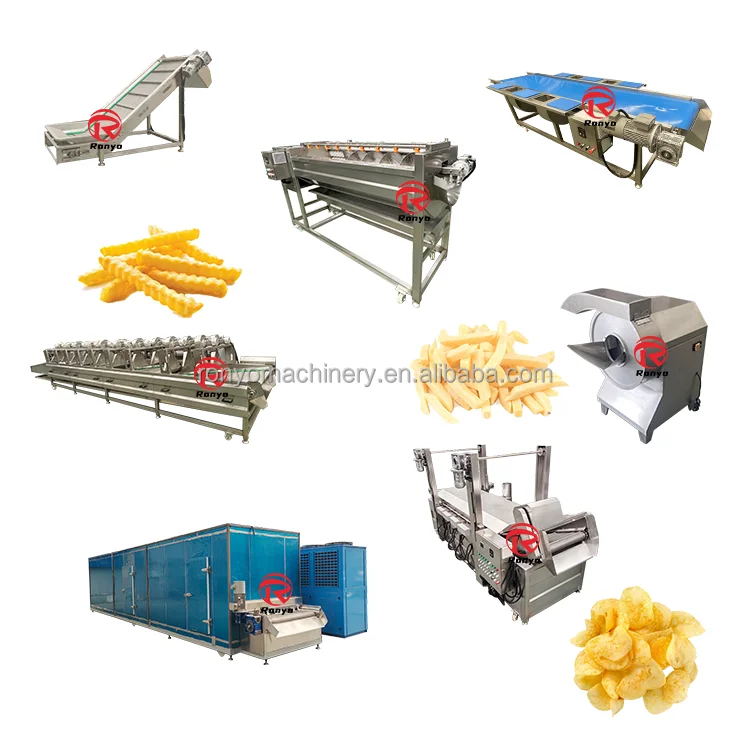 500kgh Gas Heated Pre-Fried Frozen French Fries Production Line Plant Potato Chips Making Processing Machine