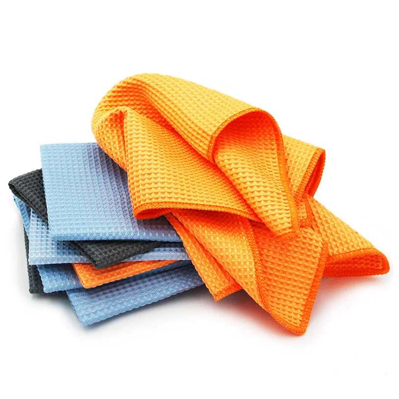 Customization Logo Microfiber waffle towel Quick Dry Window Kitchen Glasses Car Wash Cloth Microfiber Cleaning Cloths