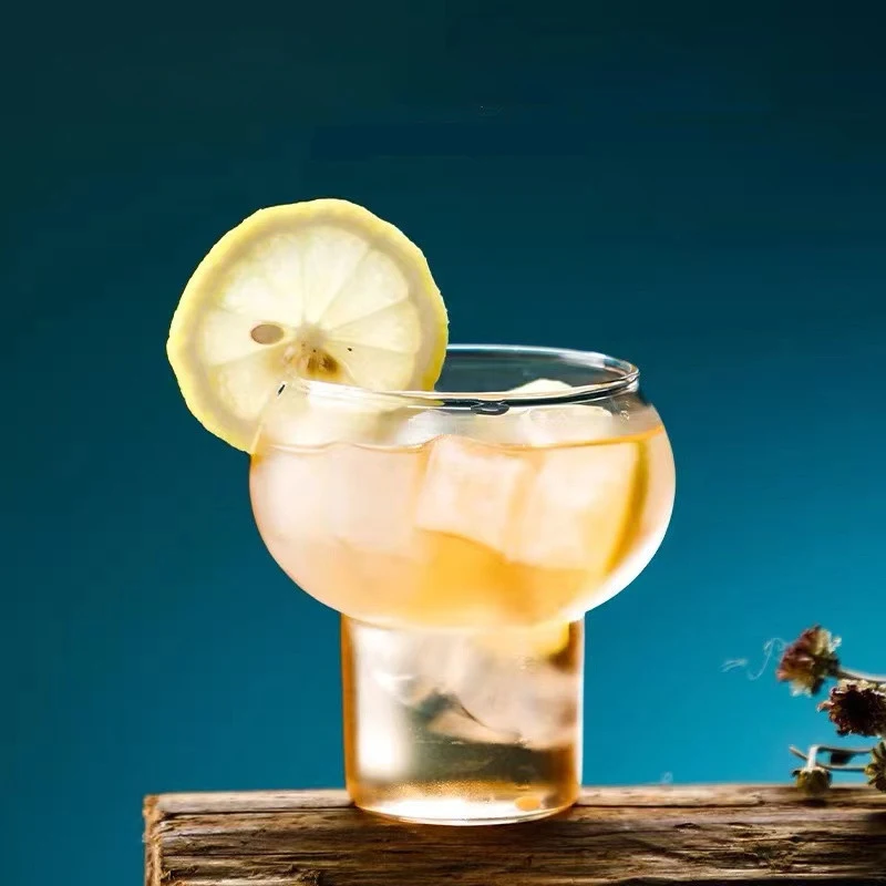 56H New high borosilicate glass gourd shape single tier transparent lemon juice cola glass