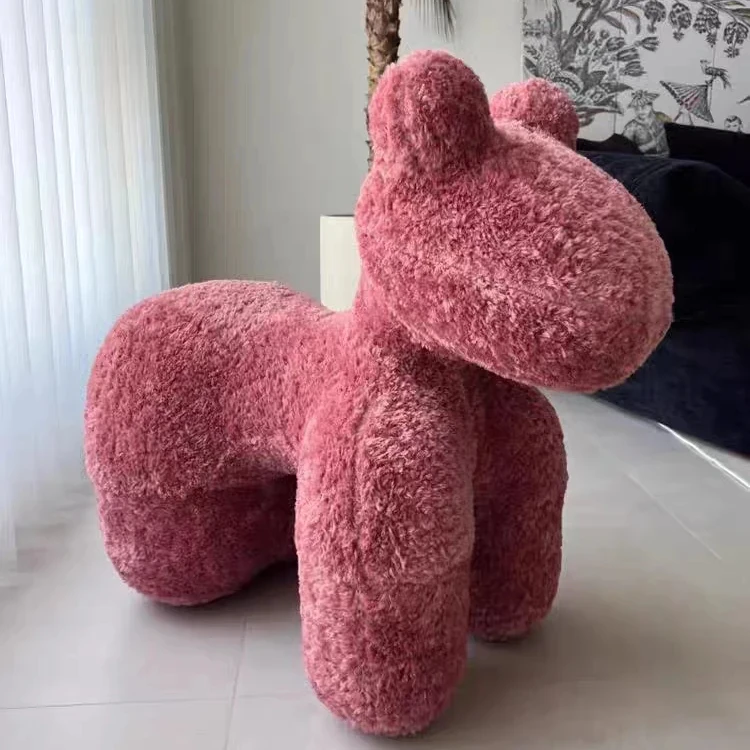 Modern nordic White Wool Blend Boucle Fabric Pony Shape Single Chair Lambswool Dining Chair