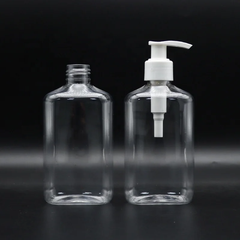 Manufacturer 250ml flat square bottle PET bottle for hand sanitizer shower gel