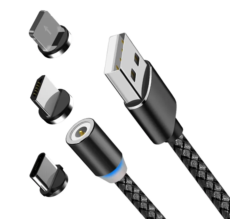 
 3 в 1 нейлоновый Плетеный Магнитный USB-кабель Type-C для быстрой зарядки и передачи данных для мобильного телефона  