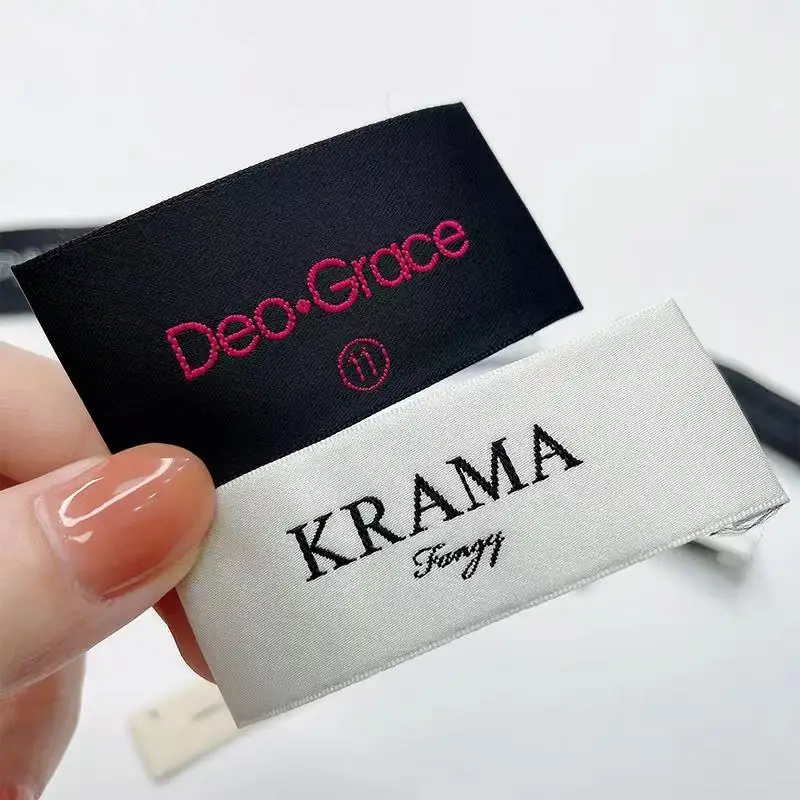 Hot sales custom cheap woven clothing label and best woven garment labels price for clothing labels