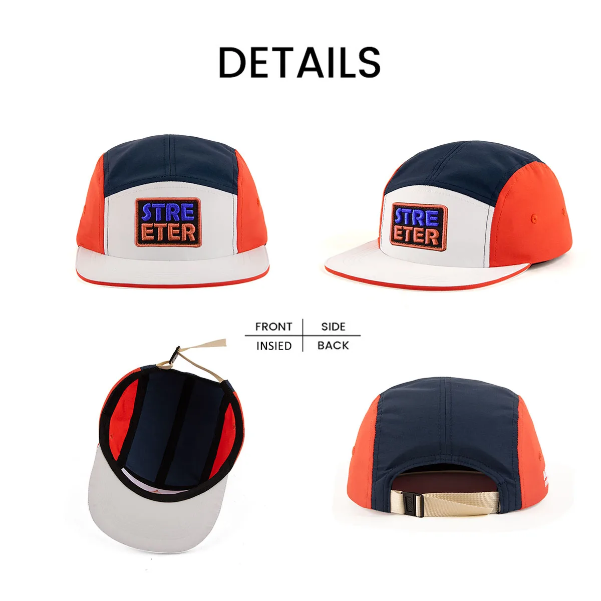 Custom High Quality 5 Panel Camp Cap,Embroidery Sport Running Hat,Lightweight Nylon Camper Hat With Sandwich Brim