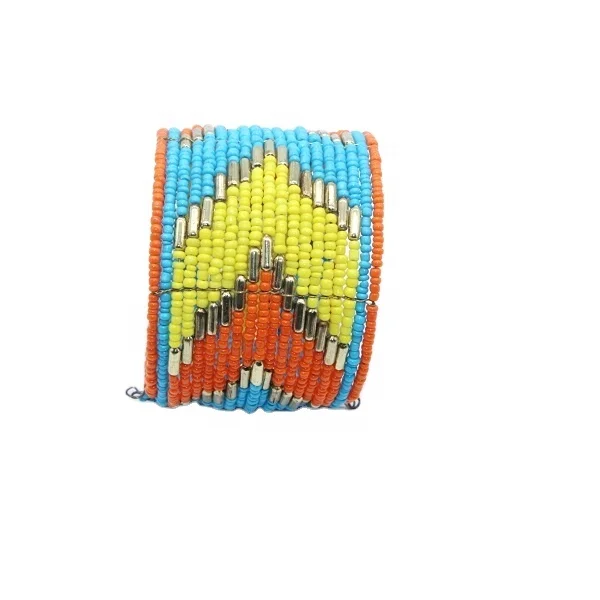 Bohemian Vintage Opening Cuff Charm Seed Bead Bracelet Wholesale for women Fashion Accessories from India.