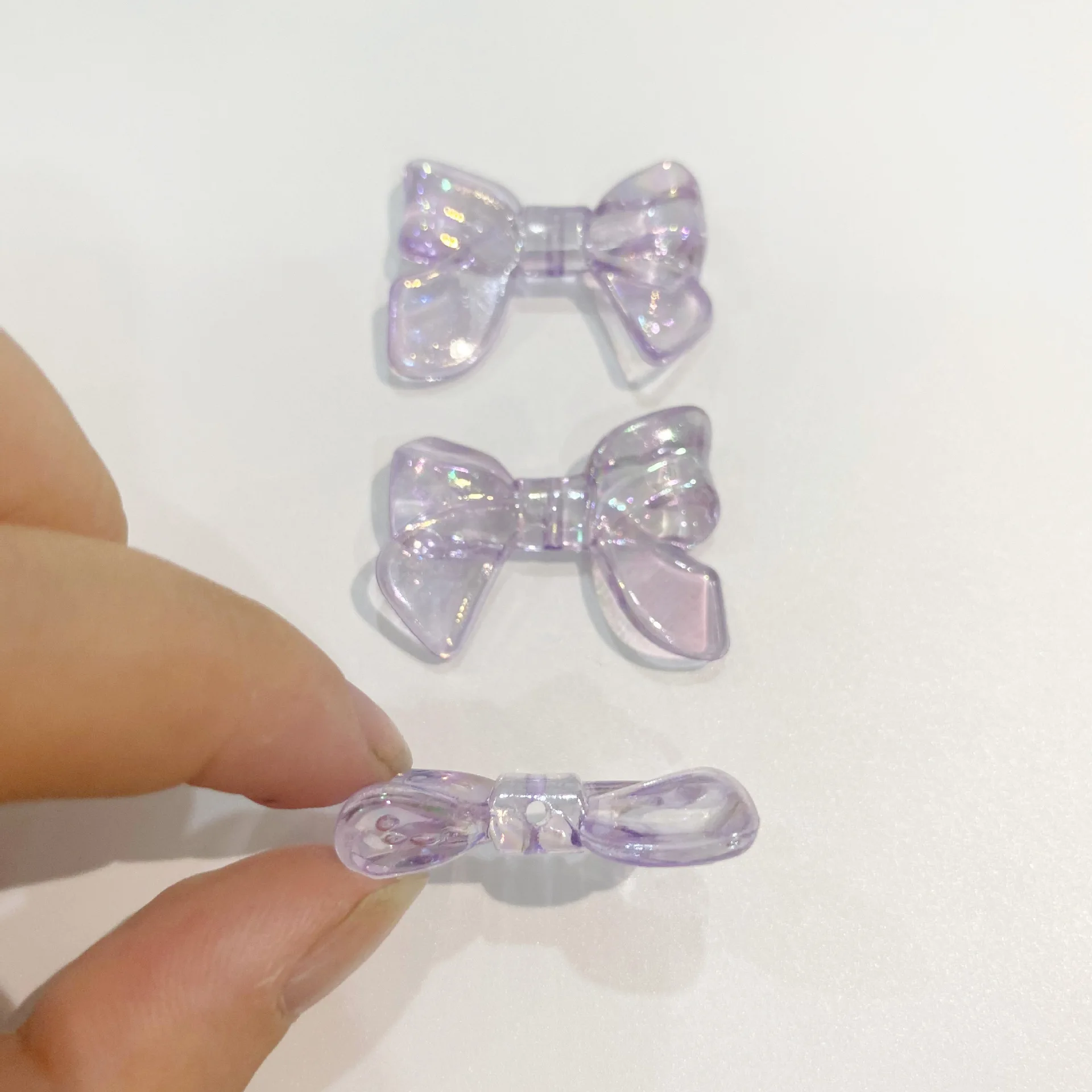 Wholesale Bowknot Acrylic Bead 24*32mm transparent AB color Beads for DIY phone shell necklaces Jewelry Making Accessories