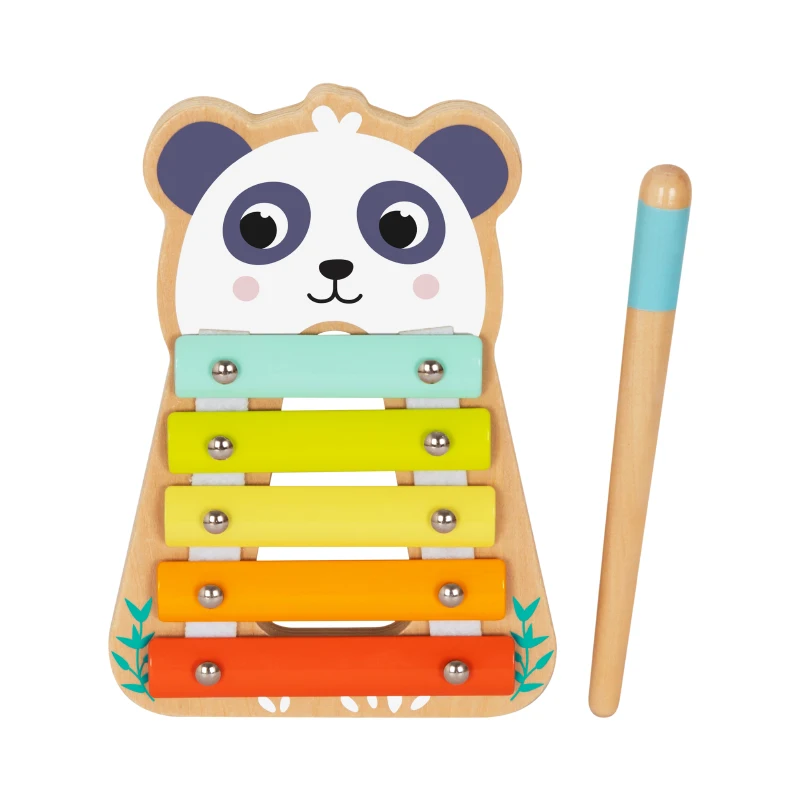 Wooden Children Musical Instrument Panda Shape Xylophone Play Montessori Colorful Knock Toy for Kids