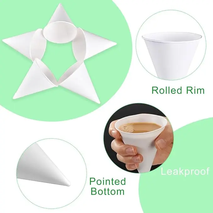 Perfect Snow Cone Cup for Kids Parties or Weddings. Great Paper Cup for Office Water Cooler Disposable Funnel
