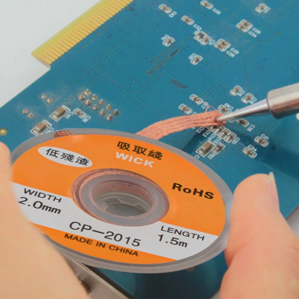 2.0mm 1.5M Desoldering Braided Tape Copper Welding Solder Remover CP-2015 Wire Soldering Wick Tin Lead Cord Flux